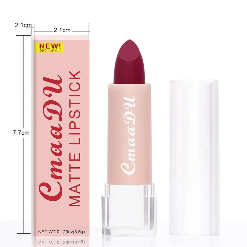 1 Pcs Matte Lipstick Velvet Matte Lipstick Long-Lasting Non-Stick Cup Waterproof Moisturizing Lip Gloss Fashion Classic Shades Zpaxo