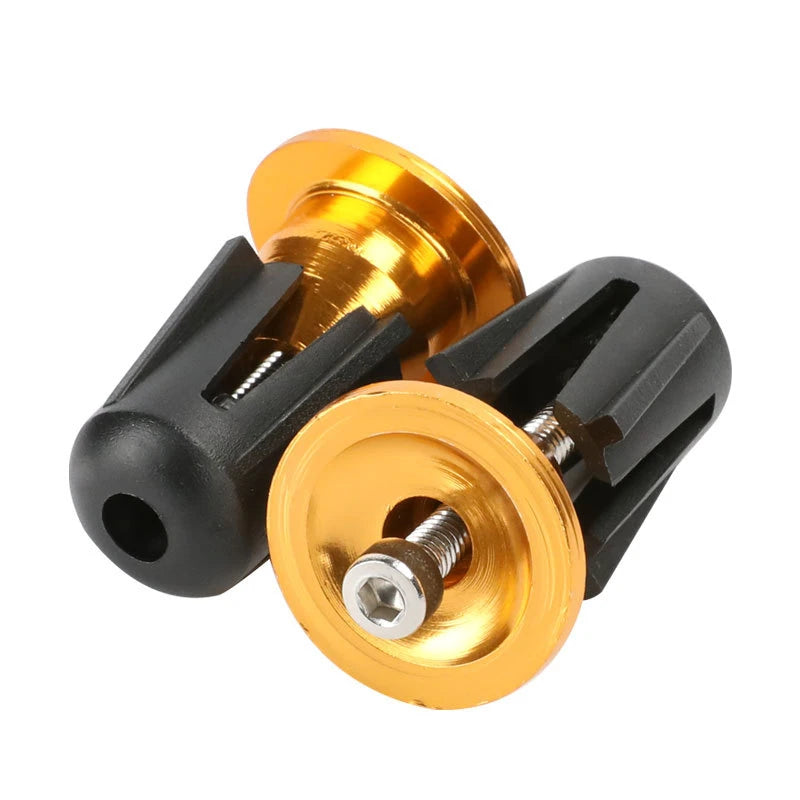 1 Pair Bicycle Handle Bar Cap End Plugs Aluminum Handlebar Stopper 6 Colors Handlebar Cap Plugs Bicycle Accessories Zpaxo gold