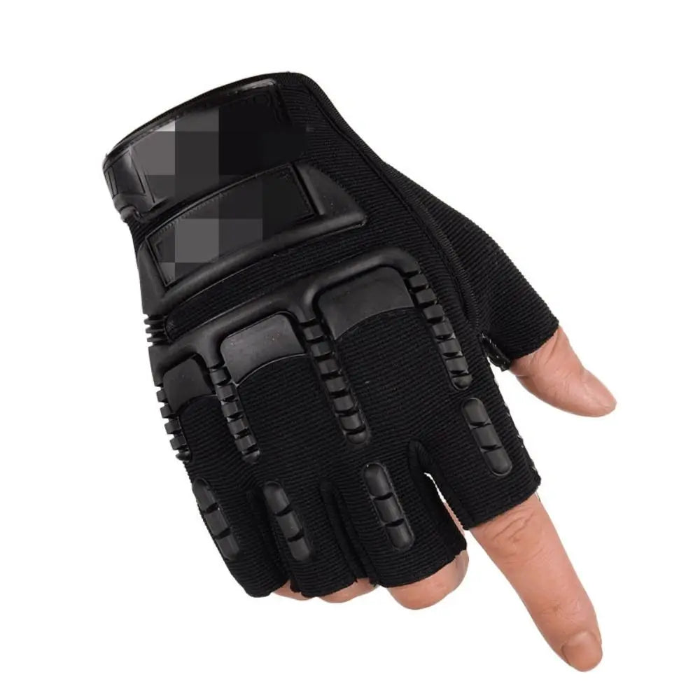 Resistant Motorcycle Equipment Accessories Fingerless Guantes Men's Zpaxo -Black