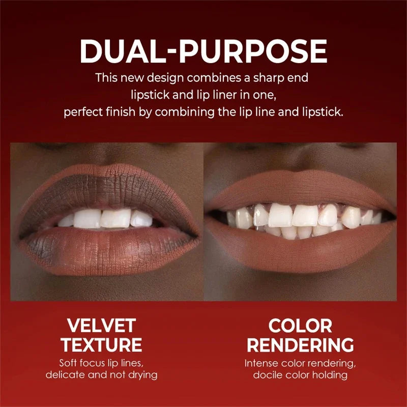 Tapered Nib Lip Liner Pencil Long-lasting Matte Black Brown Velvet Zpaxo
