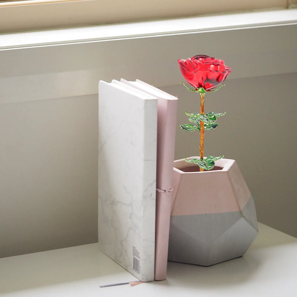 Exquisite Artificial Glass Rose DIY Decor Romantic Home Flower