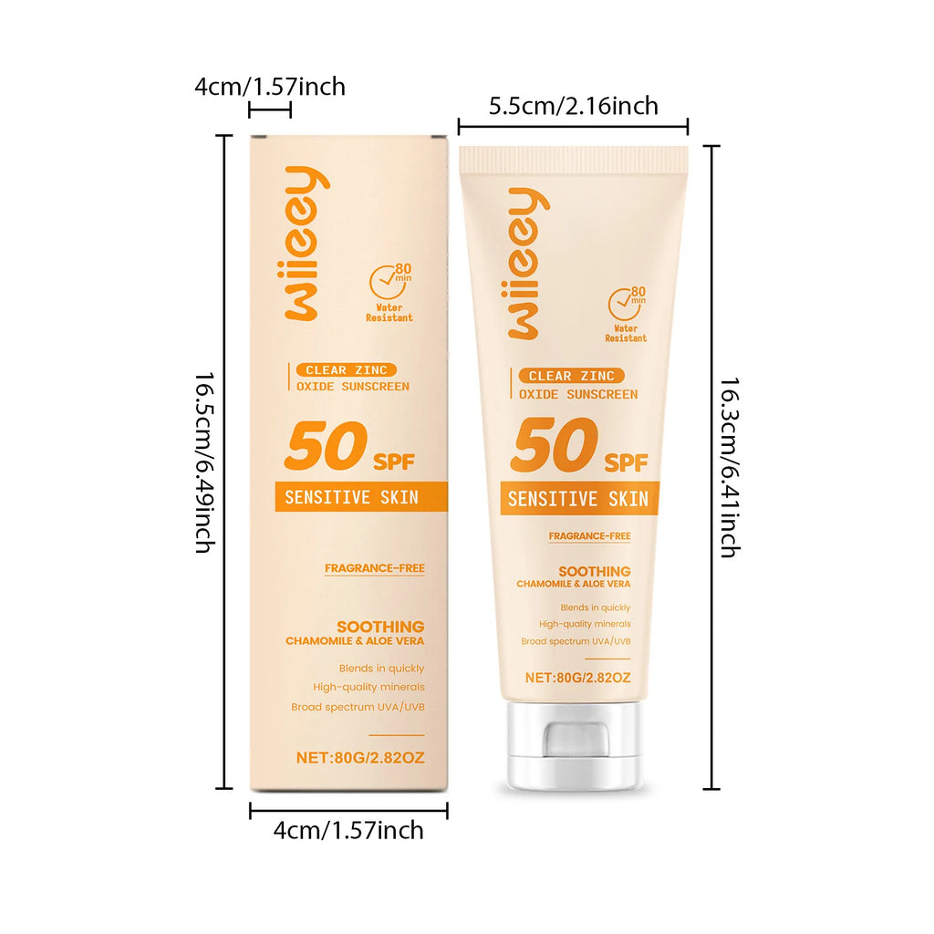 Wiieey SPF 50+ Kids Mild Sunscreen Cream – UVA/UVB Protection Kids Sunscreen Cream Zpaxo 80g boxed