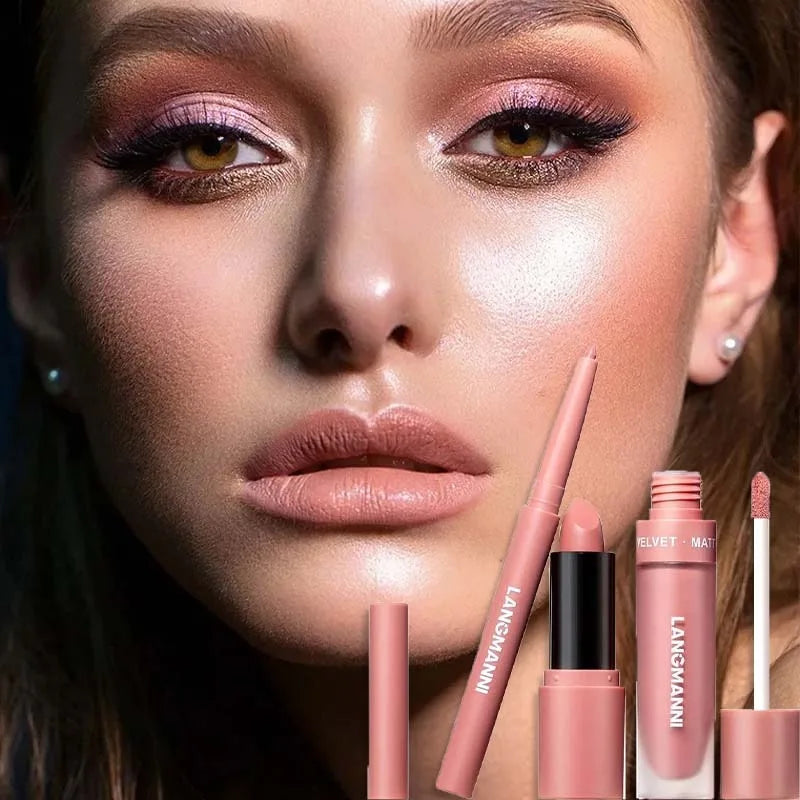 Lip Liner Lipstick Waterproof Long-lasting Gloss Matte Velvet Nude