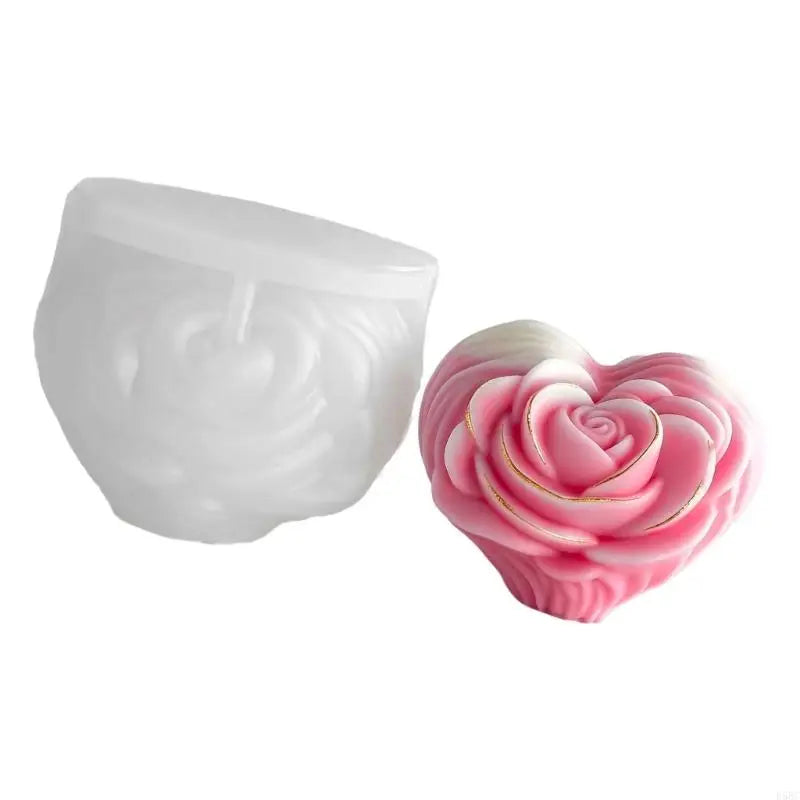 Rose Flower Heart Shaped Silicone Mould Epoxy Resin Making Soap