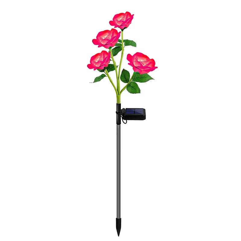 Solar Garden Lights Outdoor Color Changing Rose Light for Yard Christmas Decoration Enlarged Solar Panel Realistic Flower Lamp Zpaxo 4 Head-Red 2 PCS China Mainland