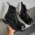 Unisex High-top Chunky Sole Platform Boots Winter Couple Shoes Black