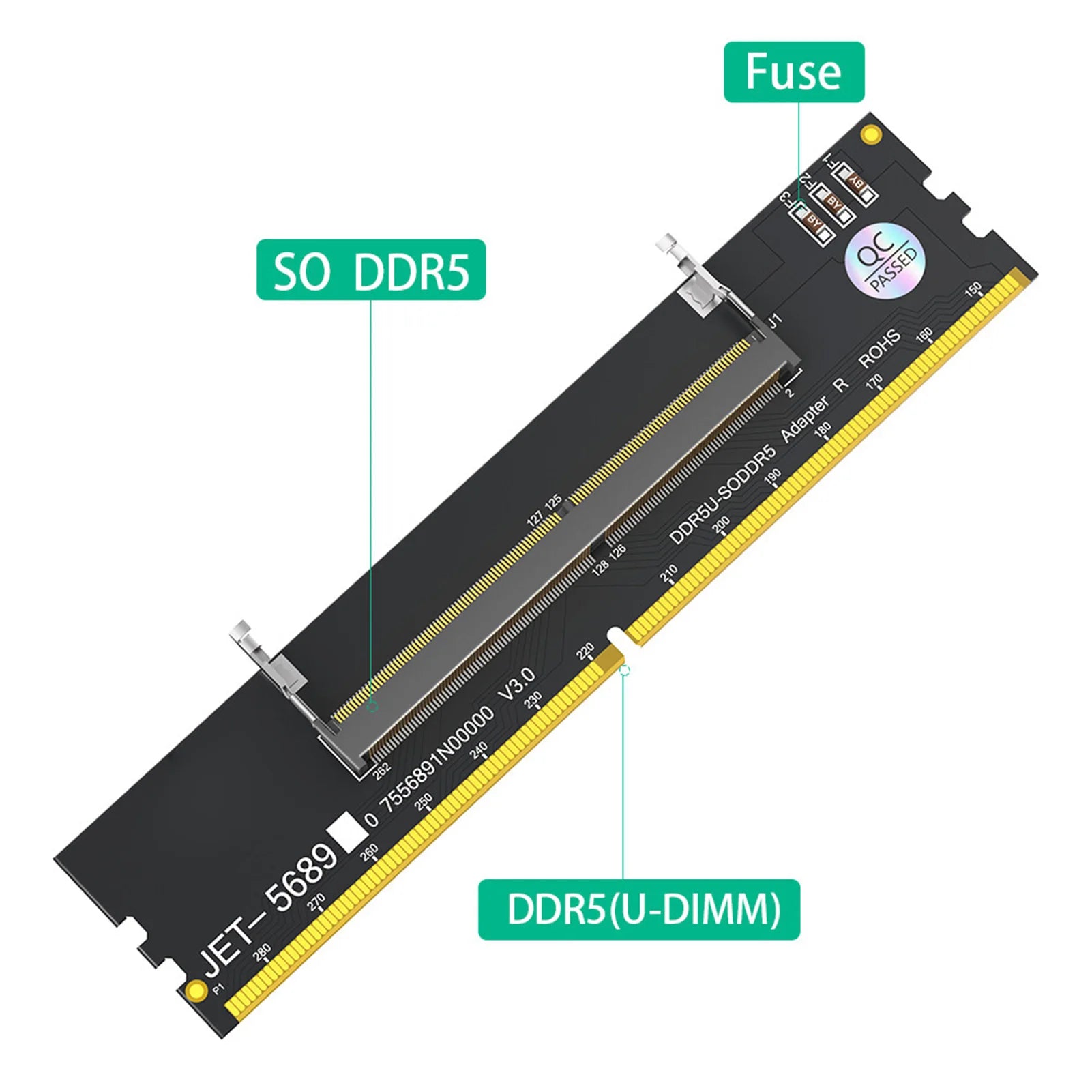 DDR5 U-DIMM SO RVS Adapter Card Laptop Desktop Memory Converter