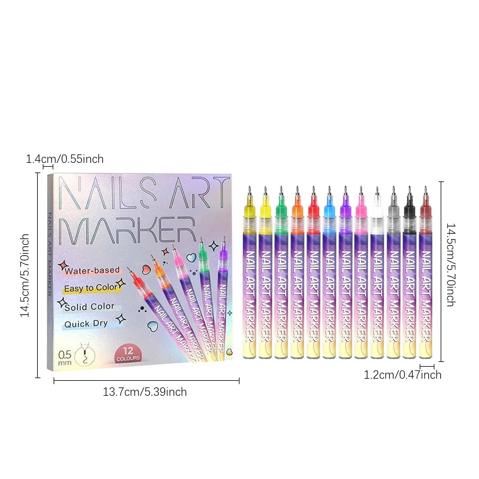 12 Colors DIY Quick Dry Graffiti Dotting Point Liner Pens Nail Art