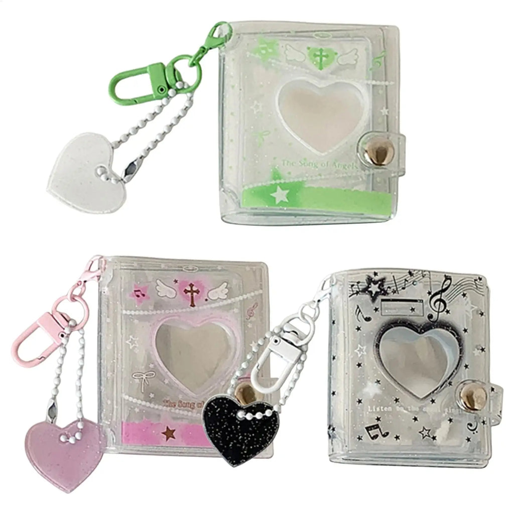 Photo Keychain Heart Shaped Handmade Picture Insert Key Ring Holder