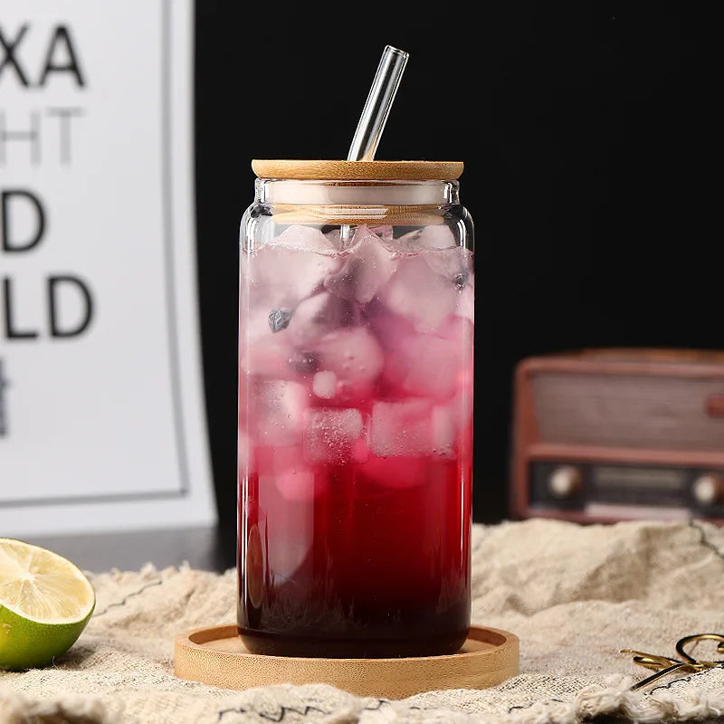 550ml High Temperature Resistant Straw Cup with Lid, Glass High Borosilicate Heat-resistant Glass Cup, Milk Tea Coffee Cola Cup Zpaxo
