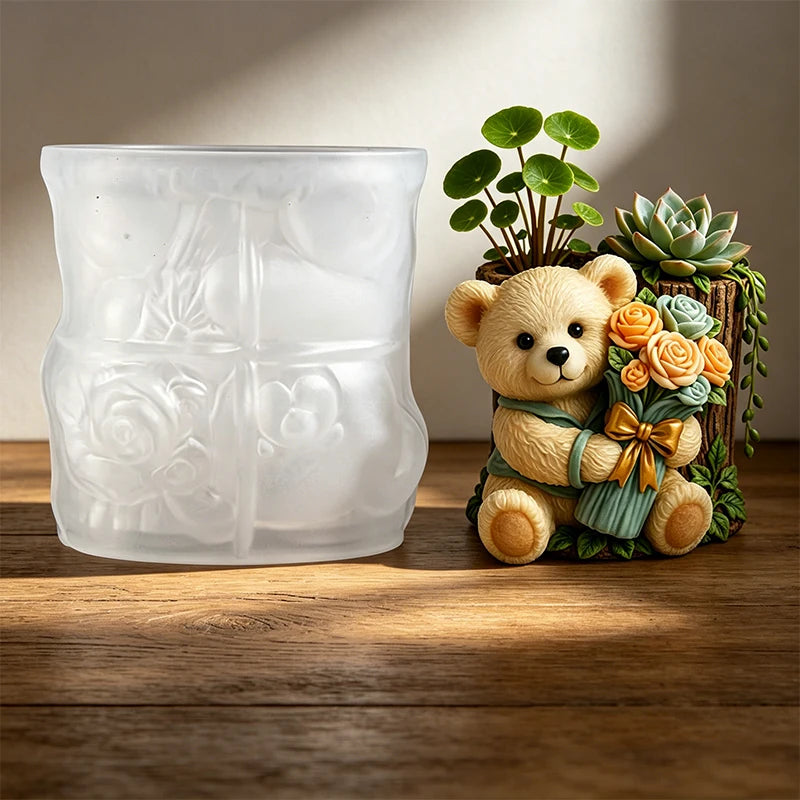3D Animal Succulent Planter Pot Silicone Mold Squirrel Dog Cat Bear Owl Octopus Cement Flower Pot Candle Holder Pen Holder Mold Zpaxo