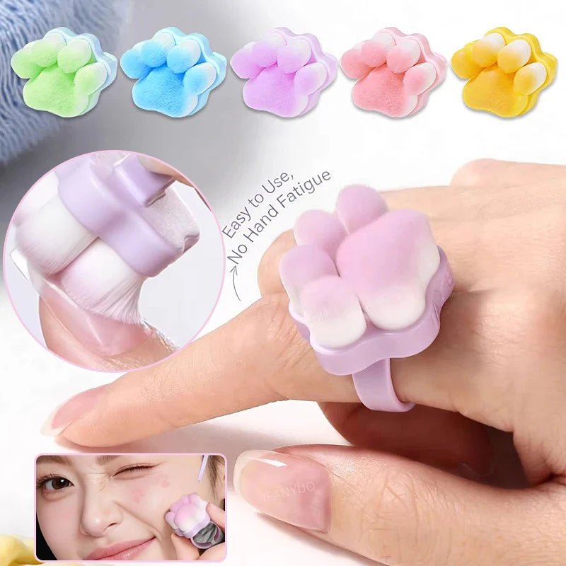 1- Cat's Paw Manicure Dust Clean Brush Finger Ring Duster Soft Hair