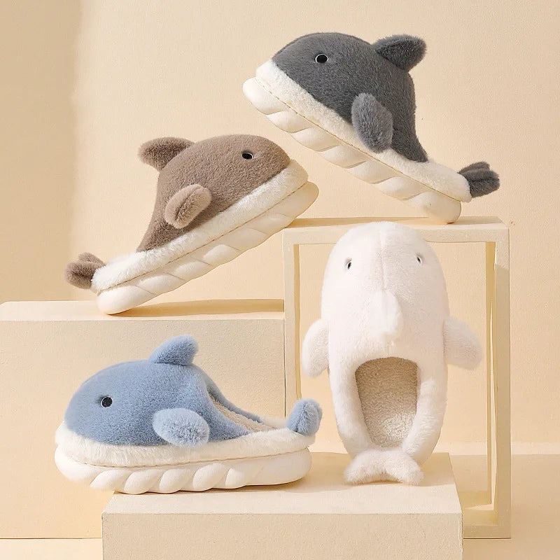 Cute Shark Cotton Slippers Women's Autumn Winter Home Indoor Non-slip Zpaxo