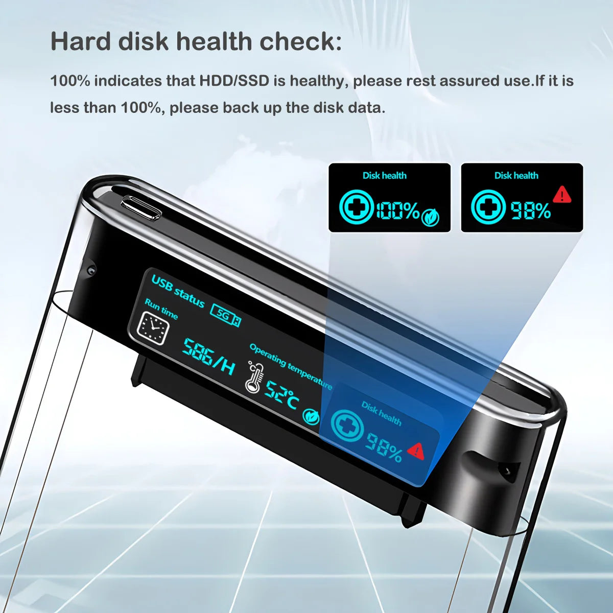 USB3.2 External HDD Case 5Gbps 2.5 Inch Transparent Hard Disk Case Hard Drive Enclosure SATA HDD SSD Storage Case for Laptop PC Zpaxo
