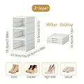 3-storey Stackable Shoe Storage Box Set with Easy to Access Front Mounted Waterproof Transparent Plastic Storage Box Zpaxo 3 layers