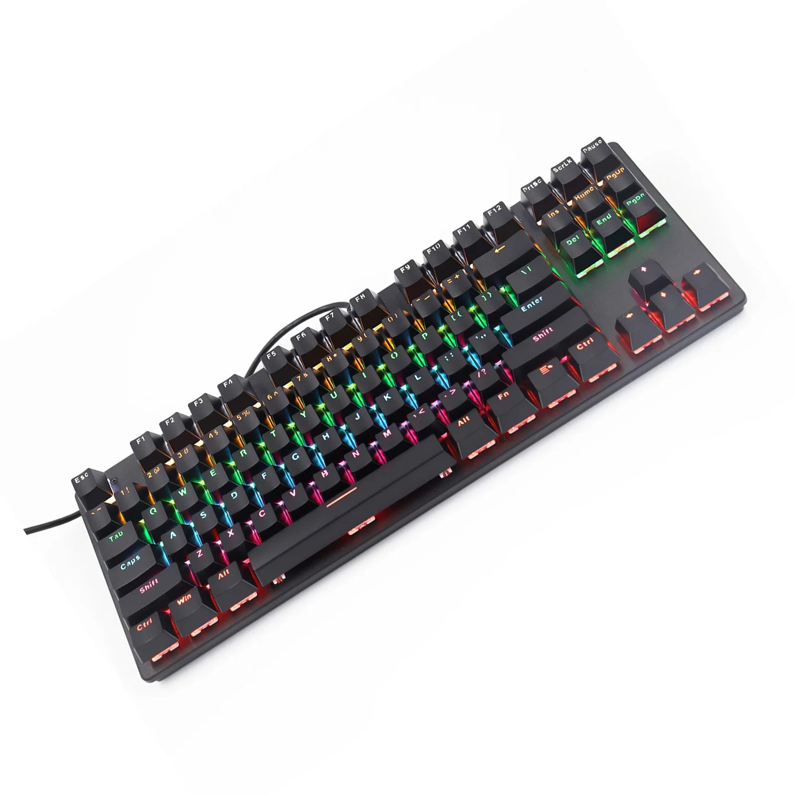 Wired 87-Key Mechanical Gaming Keyboard Rainbow Backlit Keyboard For Windows PC Laptop for Game and Office Zpaxo black blue switch