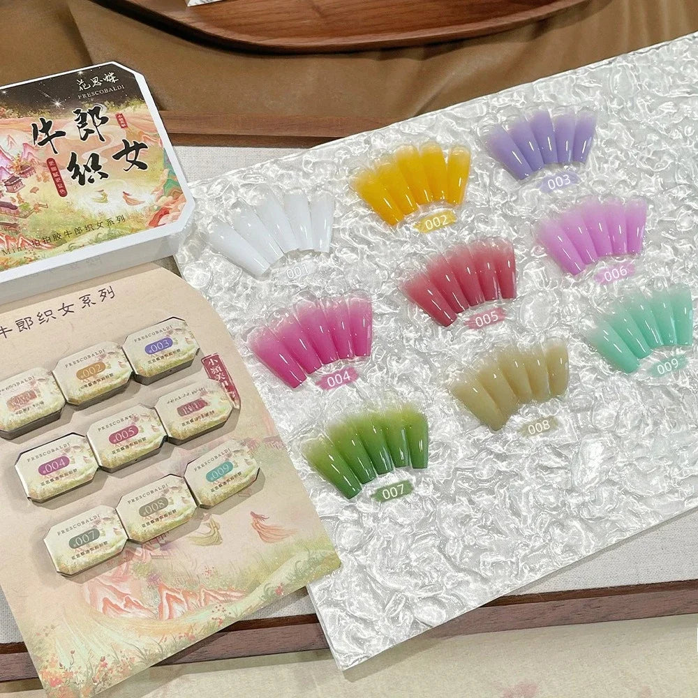 9-Color Chinese Style Gel Nail Glitter & Eye Shadow Palette Gel Nail Glitter Palette Zpaxo 9colors-set3