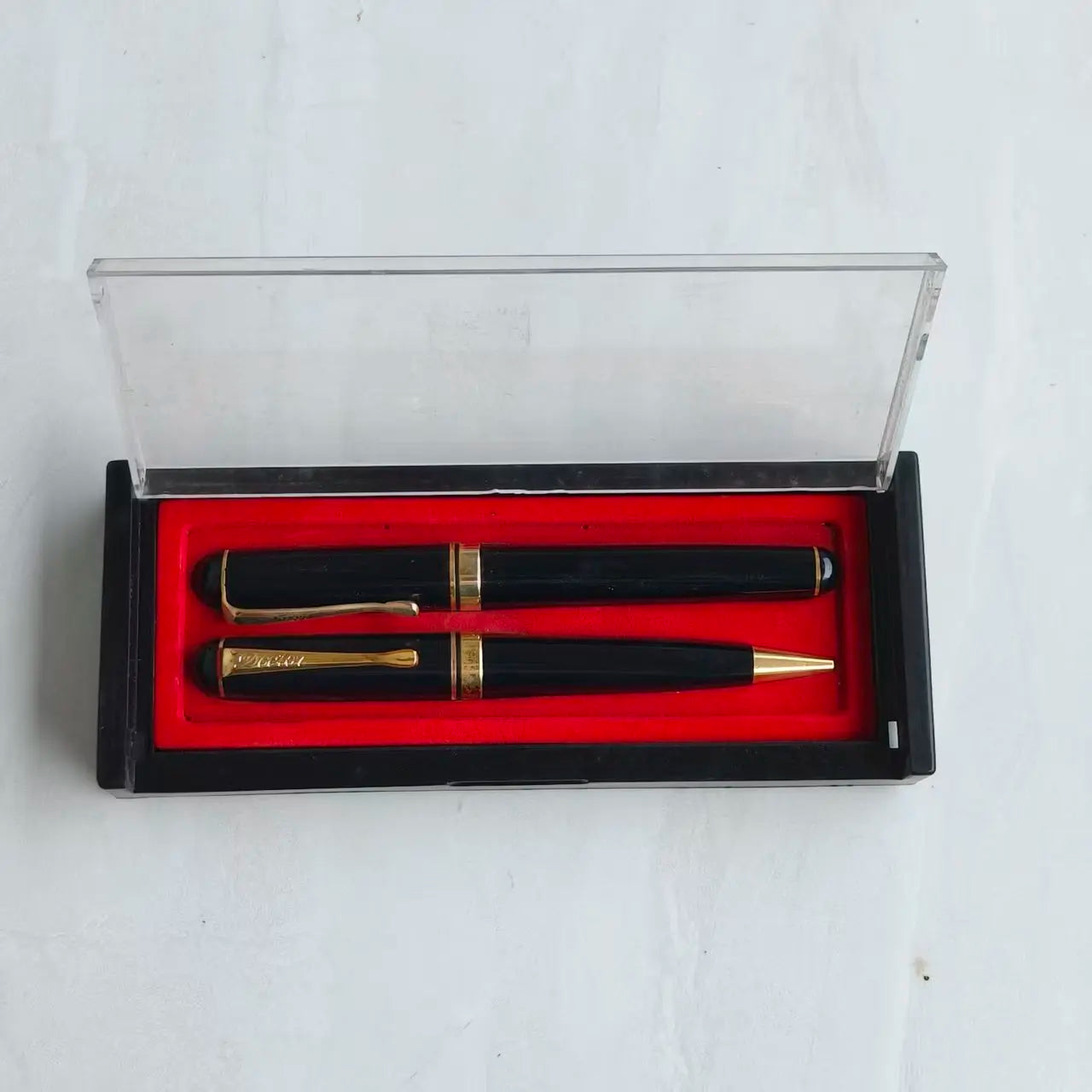 Rare Antique Complete Fountain Pen Set, Smooth Writing Ballpoint Pen, Plastic Barrel Collectible Clearance Sale Zpaxo