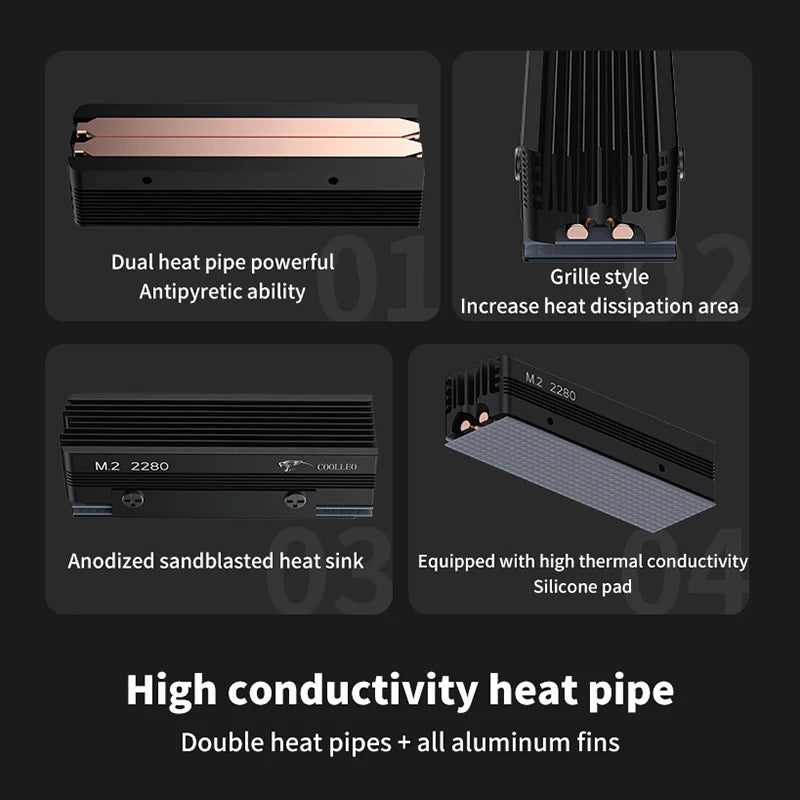 All-Aluminum M.2 NVMe SSD Heatsink | SSD-V3 2280 Cooler