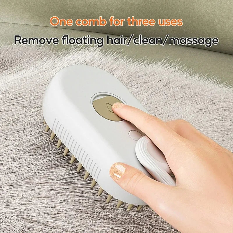 3 in 1 Pet Electric Steam Brush Cat and Dog Cleaning Spray Massage Grooming Comb Retractable Handle Pet Hair Removal BeautyBrush Zpaxo