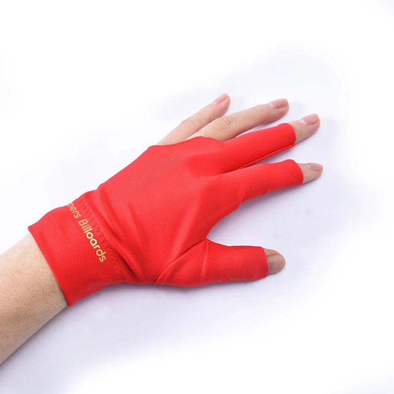 High Quality Spandex Snooker Billiard Cue Glove Pool Left Hand Open Three Finger Accessory Zpaxo Red