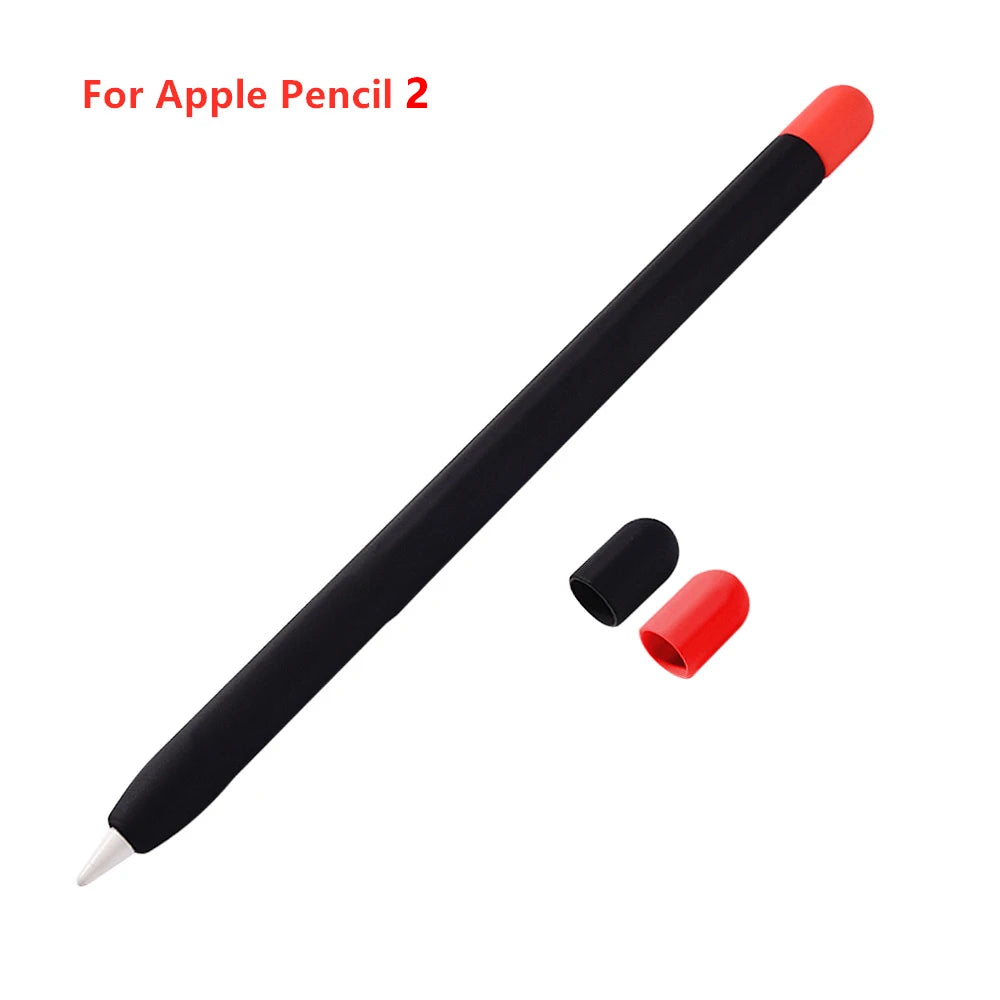 Pencil Case Apple 1st 2th Gen Soft Silicone Protective Sleeve Zpaxo Pencil 2nd-Black