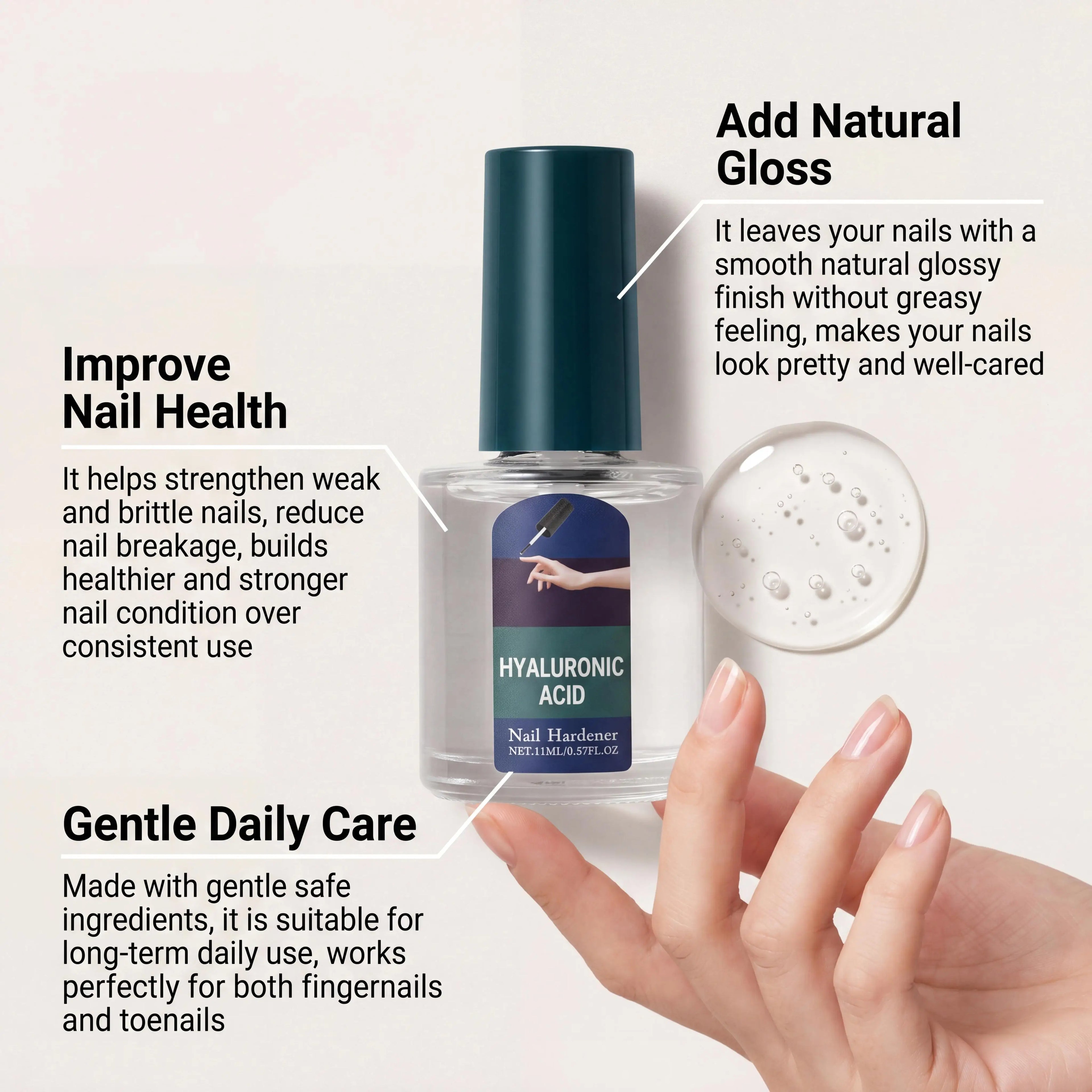 Plant-Based Nail Hardener & Strengthener Drops | 11ml Nail Treatment Drops Zpaxo
