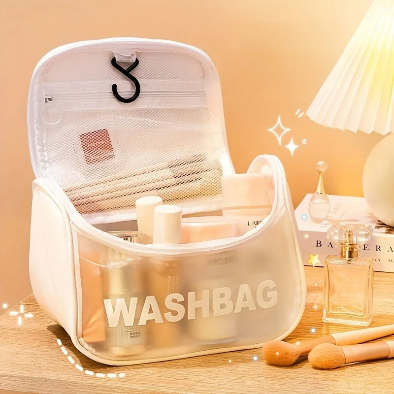 Transparent Toiletry Travel Bag Carry Airport Compliance PU Leather