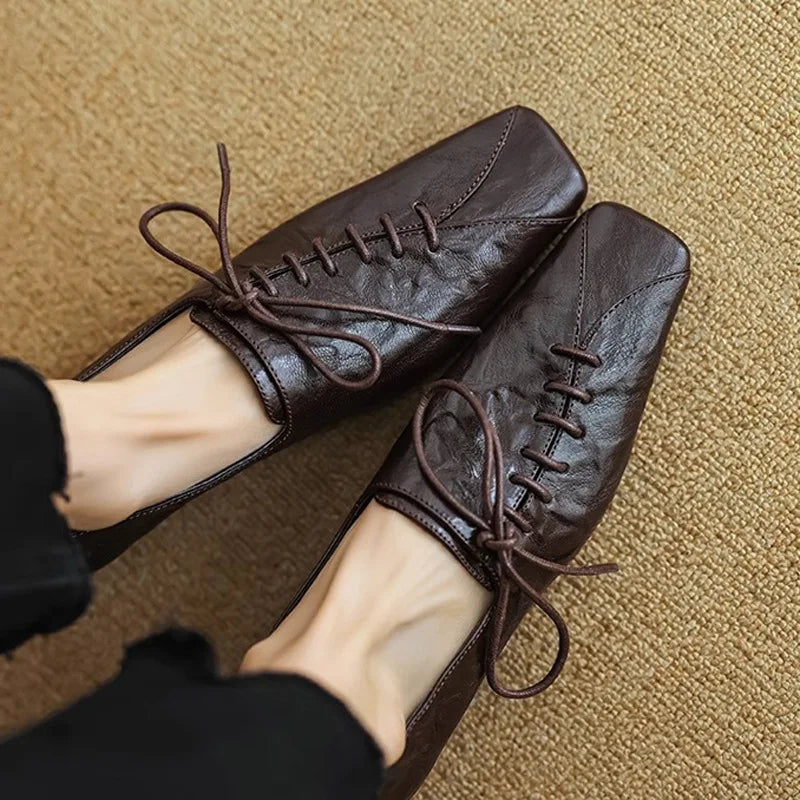 2025 Lace-up Simple Shoes Women's Fashion Neutral Small Single Niche