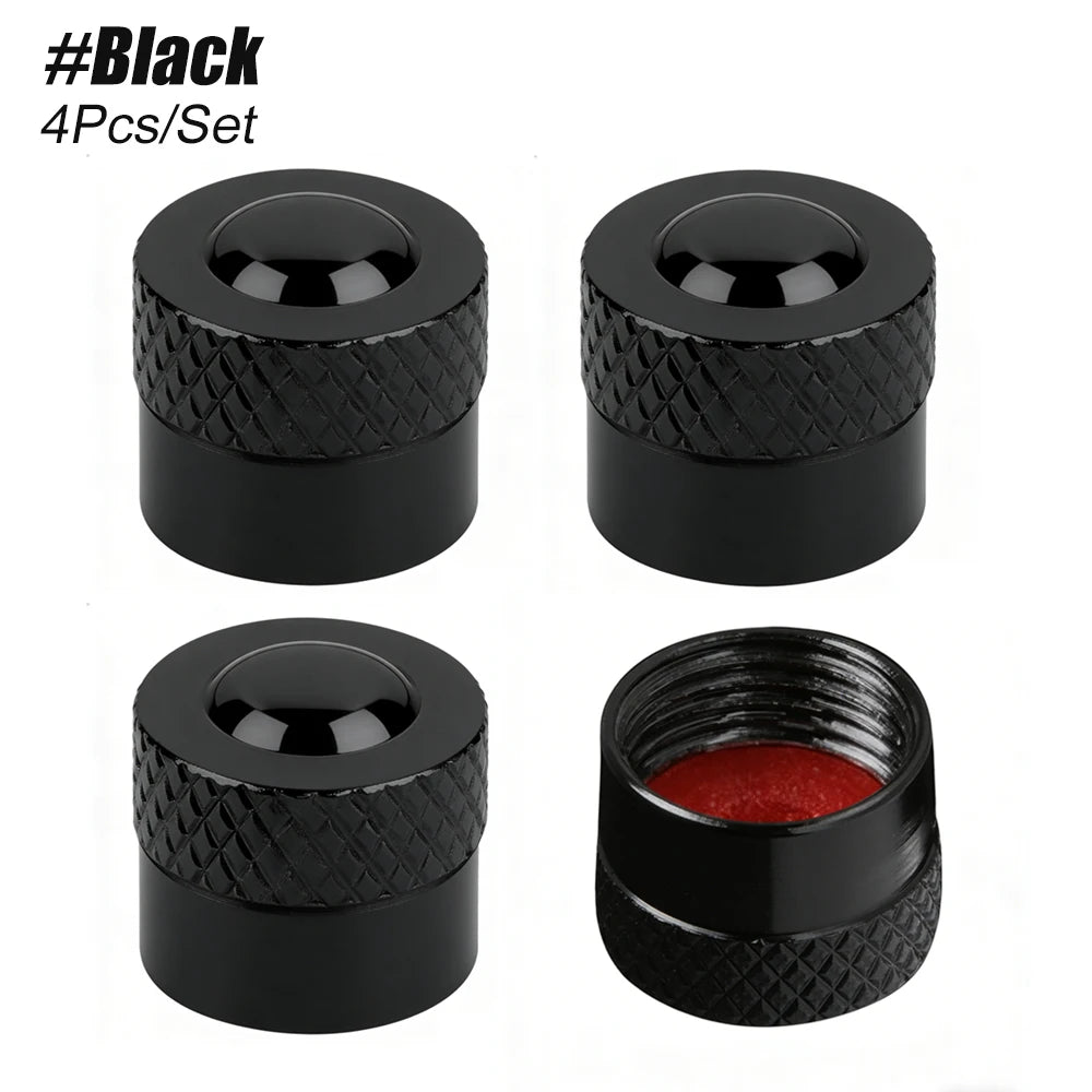 4-Pack Aluminum Tire Valve Stem Caps – Universal with O-Ring