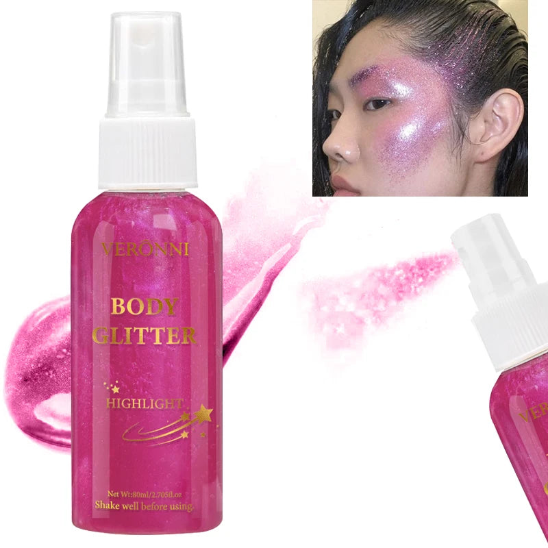 Glitter Hair Spray Shiny Sparkling Long Lasting,Full Body Glow Highlighter,Waterproof Hair Styling Spray Hair Makeup Cosmetics Zpaxo 04