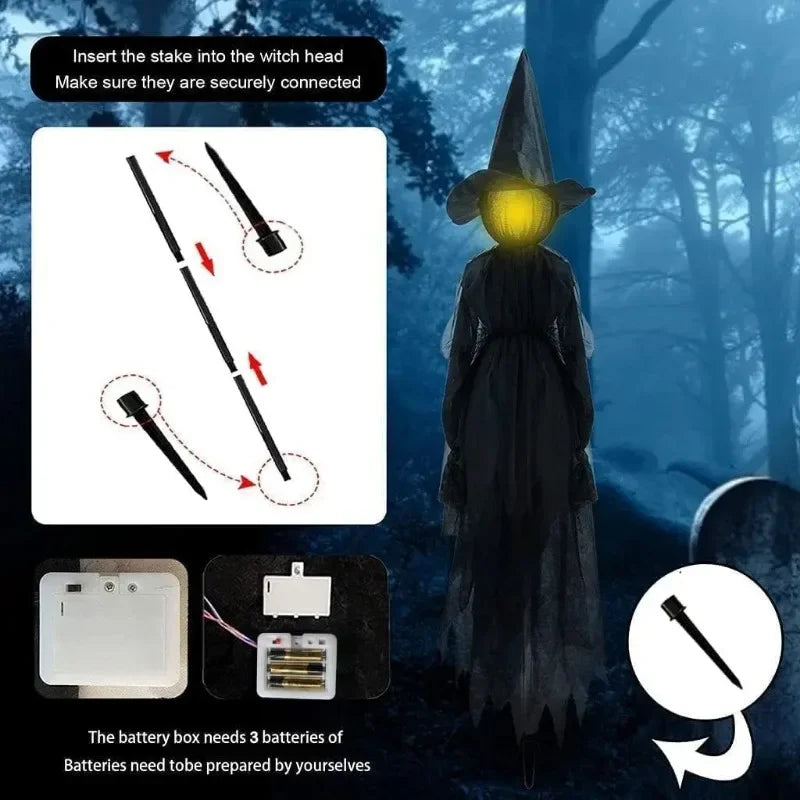 2025 Halloween Scary Witch Decor Motion Activated Sound Light Up