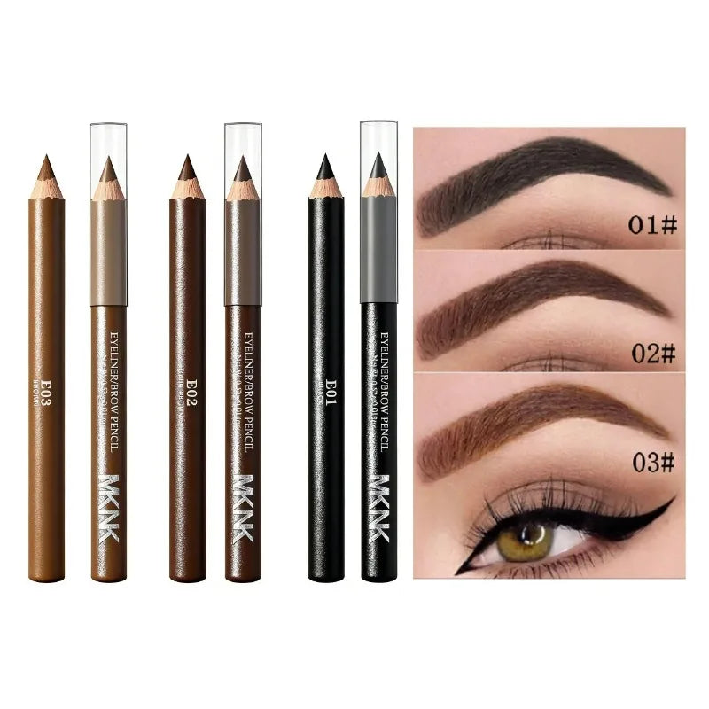 3 Colors Wooden Eyebrow Eyeliner Pencil Waterproof Smudge Proof Matte