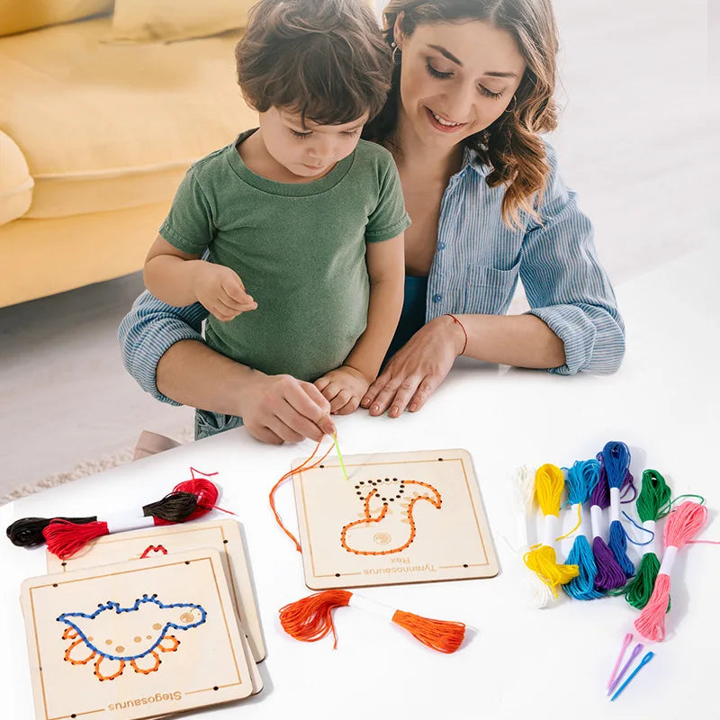 Embroidery Practice Board Montessori Lacing Threading Card