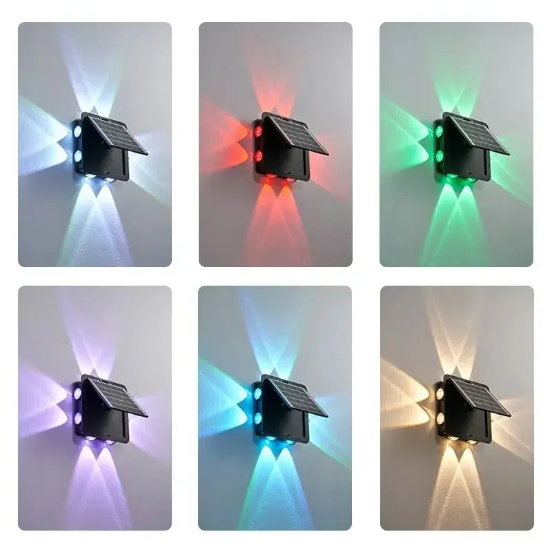 Outdoor Solar Led Wall Lights RGB Courtyard Solar Washer Wall Lamp for Balcony Yard Garden Landscape Decoration Zpaxo
