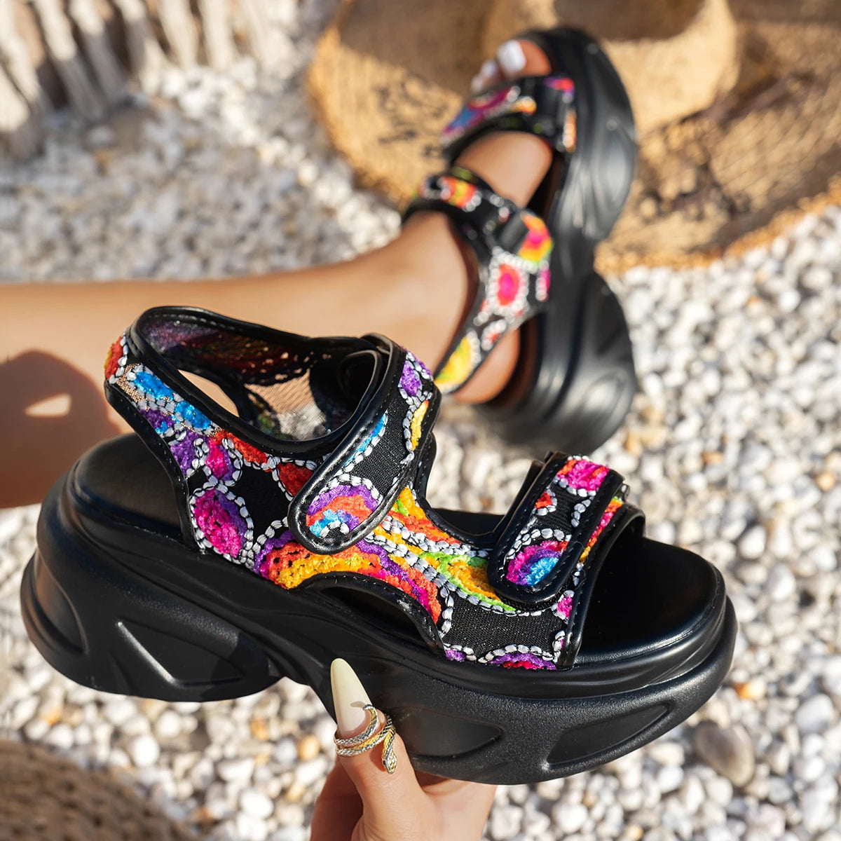 Women Sandals Summer Fashionable Versatile Shoes Women Plus Size Thick Sole Sandals Sponge Cake Increase Casual Sports Shoes Zpaxo Color 41