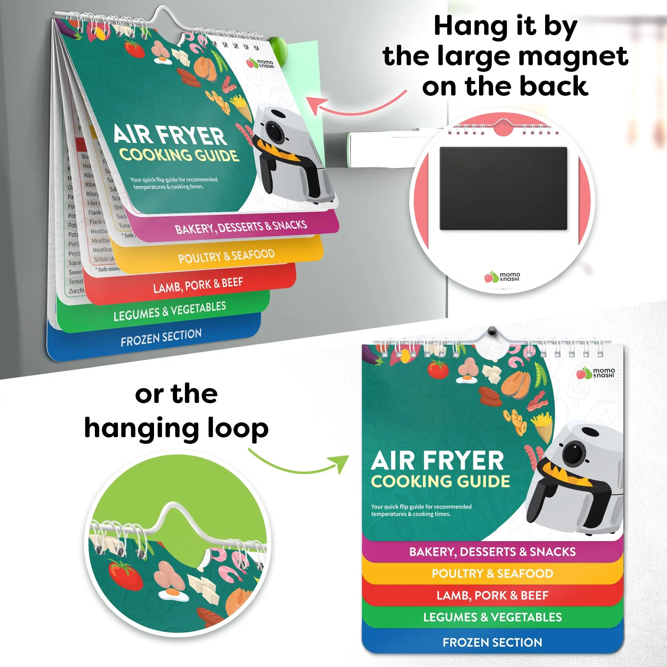 Air Fryer Cookbook Magnetic Cheat Sheet, Guide Booklet, Cookbooks Instant Accessories Oven Cooking Pot Temp Times Chart Zpaxo