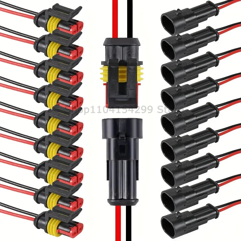 10pcs/5sets 2 Pin Way Connector Waterproof Connectors Male & Female Way 20 AWG Wire for Car Truck Boat Electrical Connector Zpaxo