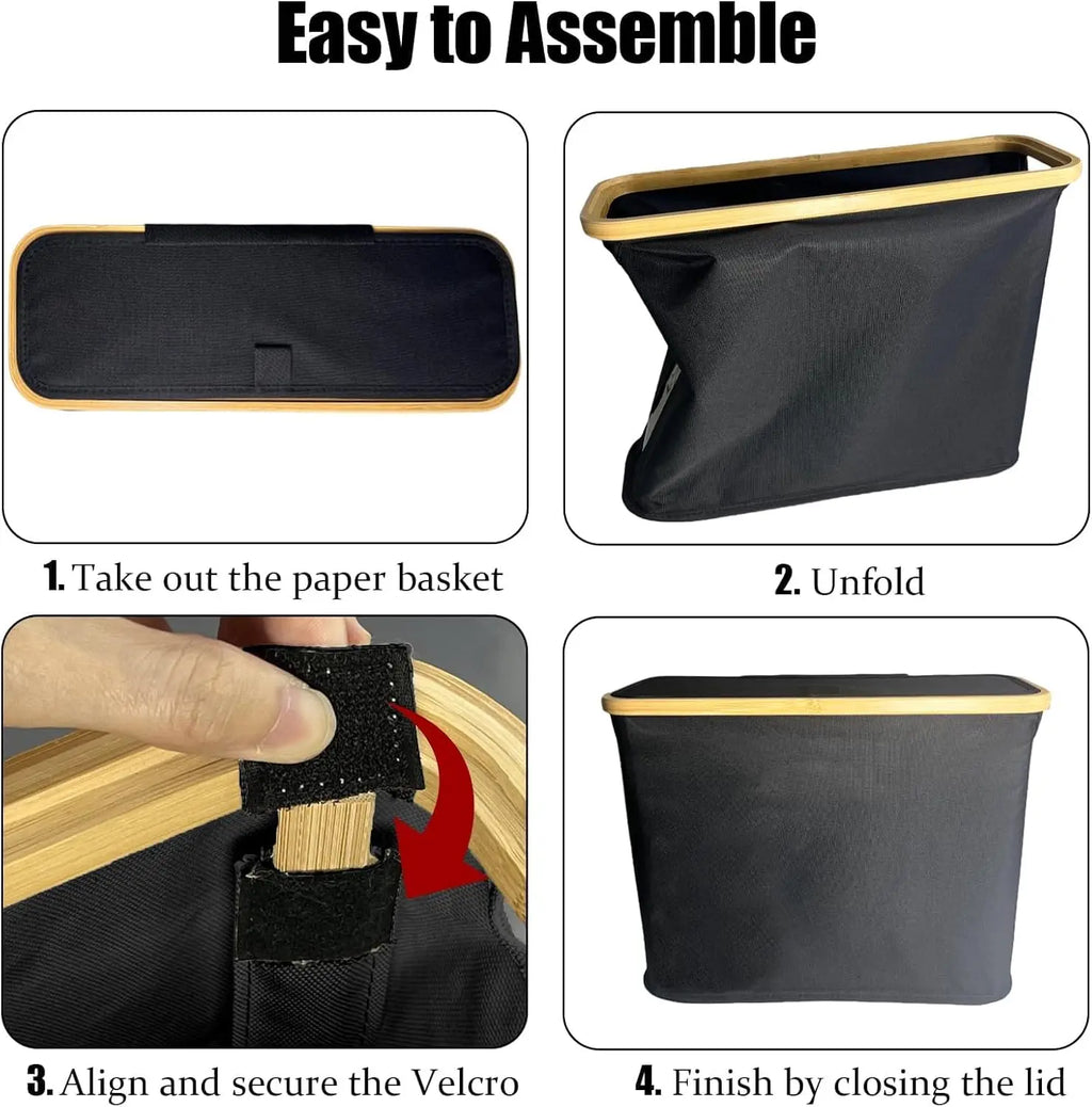Large Foldable Oxford Storage Box with Lid & Bamboo Frame