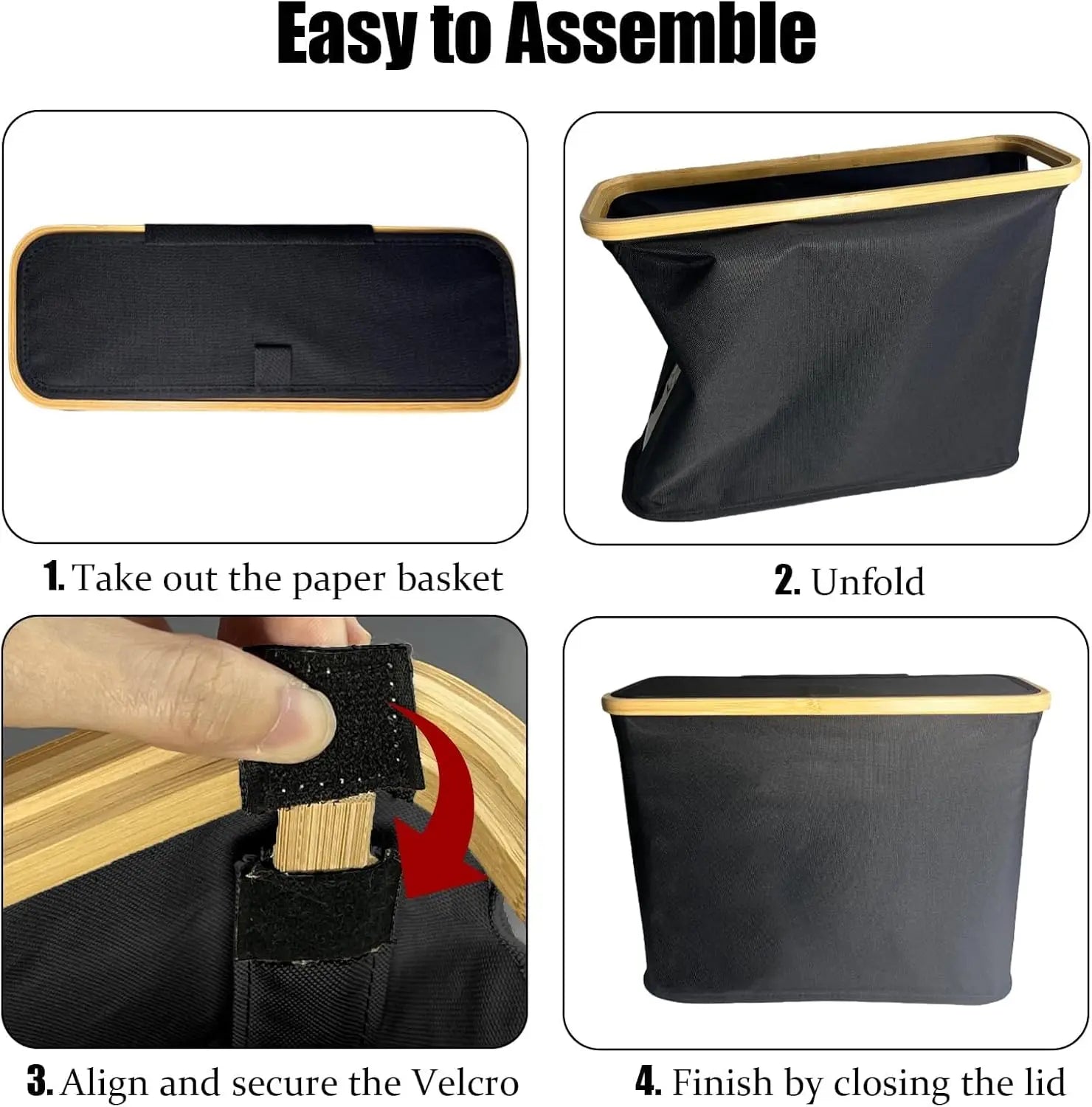 Large Foldable Oxford Storage Box with Lid & Bamboo Frame