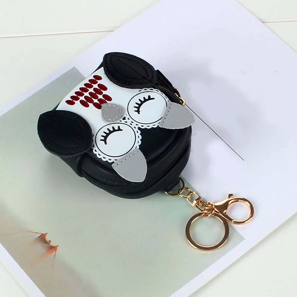 Card Holder Cute PU Leather Owl Clerk Lady Wallet Women Cartoon Car Key Chain School Bag Pendant Owl Coin Purse Key Bag Zpaxo