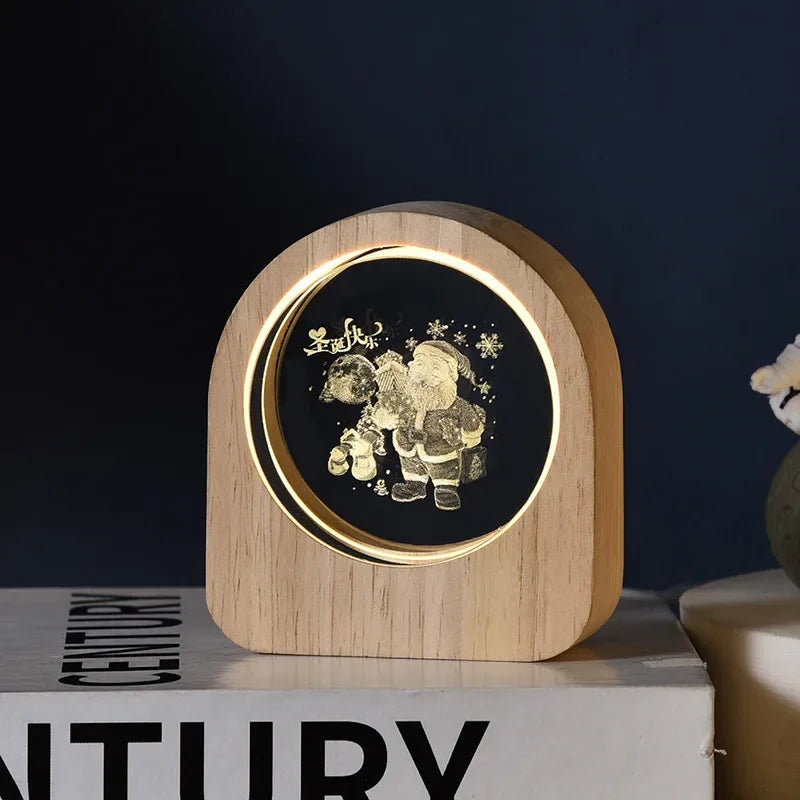 Creative Wooden Luminous Base 3D Carved Crystal Ball Desktop Decoration Gift Small Night Light Bedside Office Decoration Gift Zpaxo 07