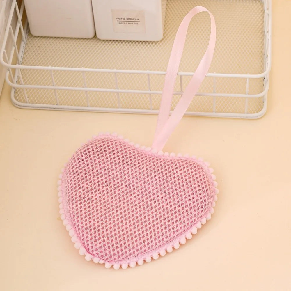 Durable Cloud Heart Shaped Foaming Soap Bag Drawstring Exfoliating Zpaxo Pink Love