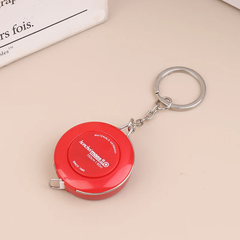 Mini ABS Plastic Measure Ruler Centimeter Inch Roll Tape 150/60Inch Keychain Tape Measure Portable Retractable Measuring Tool Zpaxo Red