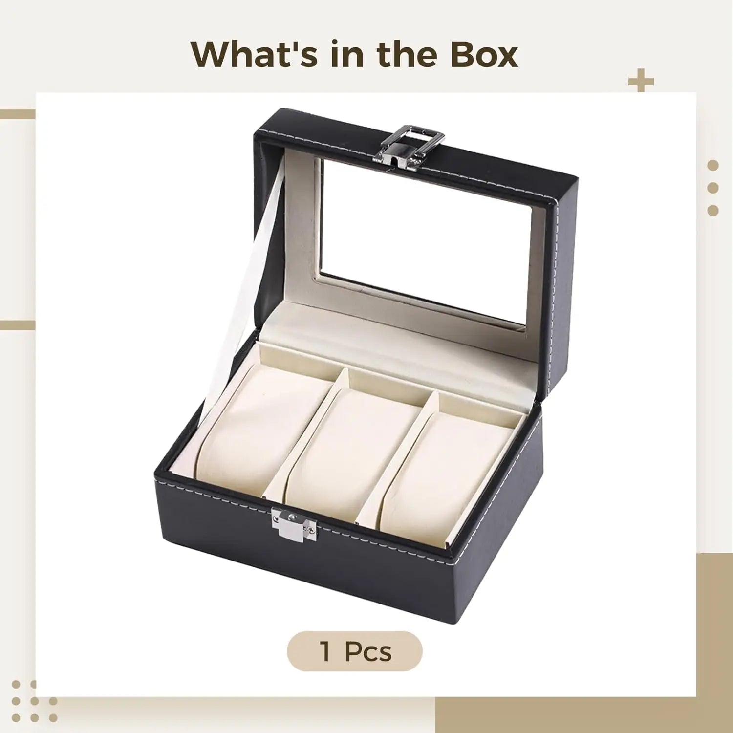 Watch Box Organizer Men 3-Slot Storage Case Transparent Acrylic