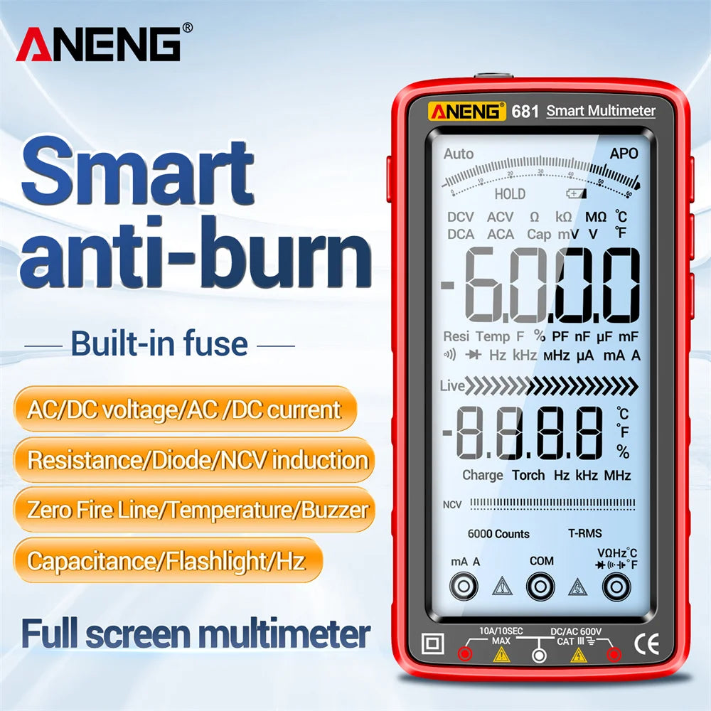 Rechargable Digital Professional Multimeter Voltage Meter LCD