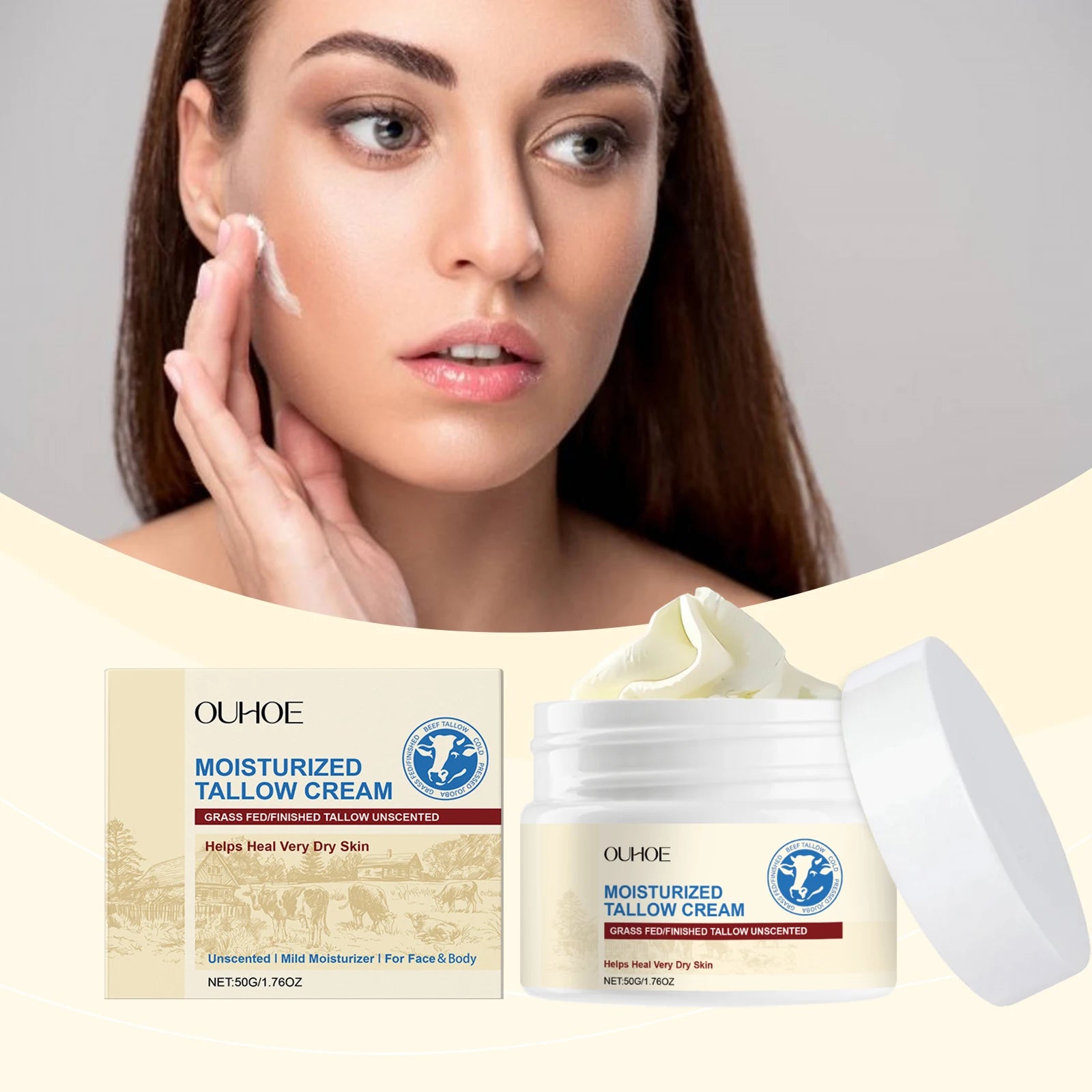 Tallow Moisturizing Cream Butter Moisturizer Softening Facial Delicate Skin Light and Translucent Repair Improve Skin Elasticity Zpaxo