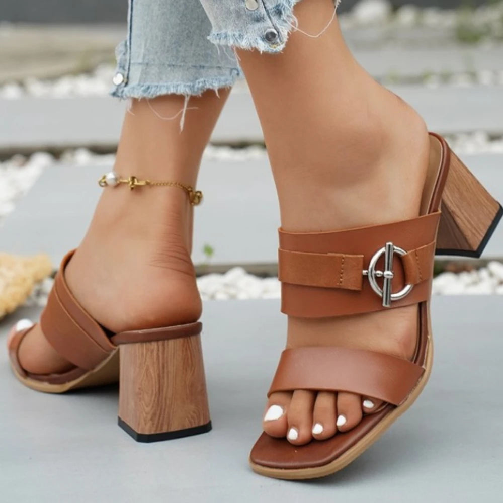 2026 Summer Women Heeled Slippers Women's Relaxation Shoes Fashion