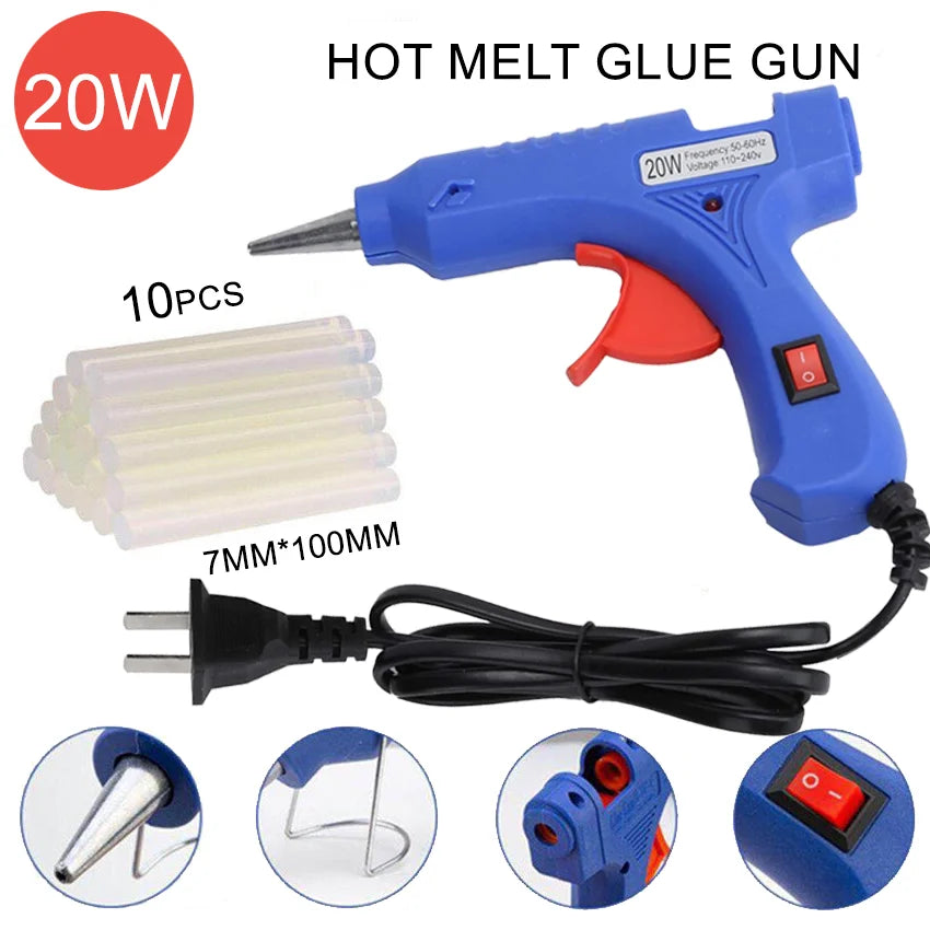 Hot Melt Glue Gun20W Hot Melt Glue Gun Using Glue Stick for DIY Handicrafts, Arts and Crafts, Christmas Gifts, Quick Home Repair Zpaxo