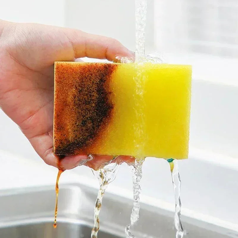 50/1Pcs Kitchen Dishwashing Sponge Soft Absorbent Clean Rub Pot Rust Scouring Pad Removing Kits Household Cleaning Brush Sponge Zpaxo